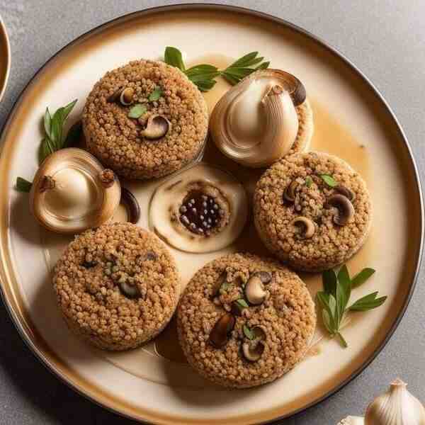 Фасолевая паста с запечённым чесноком и шампиньонами